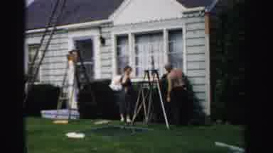 Catskill New York (1957): Two Older Men Are Working On A House On A Warm Day While