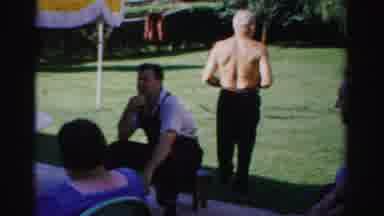 Catskill New York (1957): Grandfather Setting Things Up In A Backyard Where His