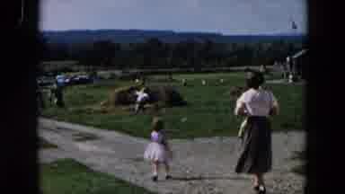 Hicksville New York (1957): Mother And Child Walk Through The Village Which