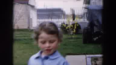 Hicksville New York (1957): Little Girl In Coat Running And Playing With Grandpa