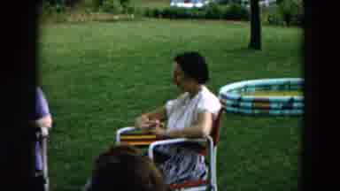 Hicksville New York (1957): Well Dressed Men And Women Sitting Outside In The Yard