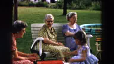 Hicksville New York (1957): Grandmothers Sat Having Fun In The Garden With