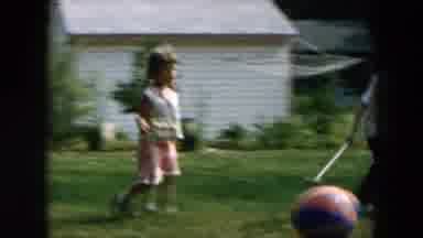 Hicksville New York (1957): Children Playing Ball On A Lawn With Clubs A Beautiful
