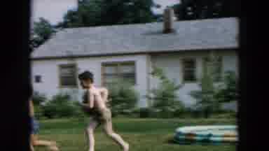 Hicksville New York (1957): Girl In Blue Dress Carries A Beach Ball And Bounces It