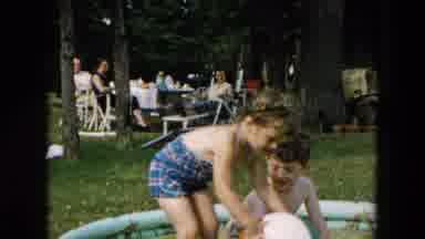 Hicksville New York (1957): The Little Childrens Are Play In The Water Tub Using