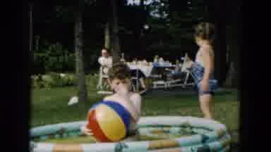 Hicksville New York (1957): Hot Summer Day Playing Outside In A Kids Kitty Pool