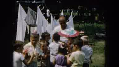 Hicksville New York (1957): Backyard Birthday Celebration Kids Playing