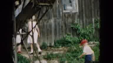 Hicksville New York (1957): Several Mothers And Children Around Wooden Buildings