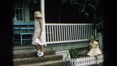 Hicksville New York (1957): Girls Walk Across Steps Women And Another Girl Walk
