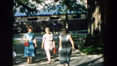 Hicksville New York (1957): Three Mature Women Little Girl Walks Enters Building