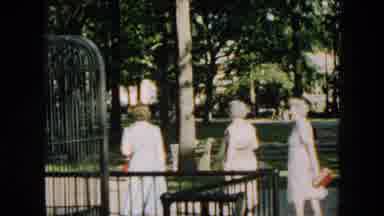 Hicksville New York (1957): Middle-Aged Women And Young Girl Walking In The Park
