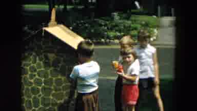 Hicksville New York (1957): Children Gathered Around A Lemonade Stand Set Up