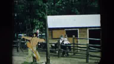 Hicksville New York (1957): Child Learning To Ride A Horse At A Western Themed