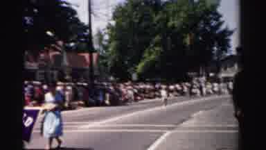 Normal Illinois USA (1957): People Parade Sign Banner Crowd Visitors Watching