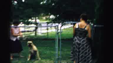 Normal Illinois USA (1957): Woman Needing Help Opening Fence Another Woman With