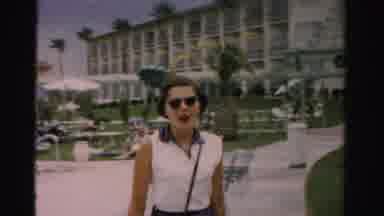 Las Vegas Nevada (1957): Family Vacation Wandering Posing Together Near Hotel