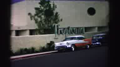 Las Vegas Nevada (1957): The Frontage Of A Building With Some People And Vehicles