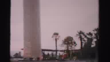 Las Vegas Nevada (1957): Cityscape With Hotel Flamingo Grey Skies Filmed Through A