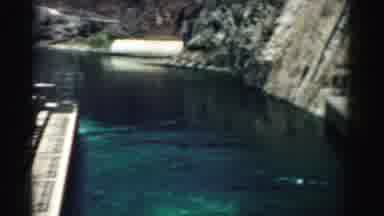 Nevada USA (1957): This Heavy Constructed Dam Is Overlooking The Green Reflecting
