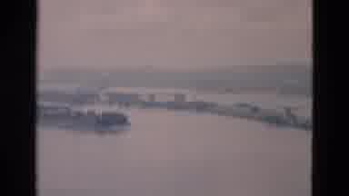 OREGON USA-: Old-Timey Video Of Riverbank And Some Islands Scrolling Across A