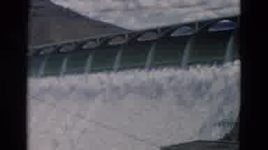 Montana USA (1958): Big Dam With Lots Of Foamy Rushing Water Cascading Down
