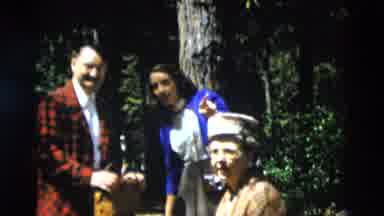Yellowstone Wyoming USA (1958): Family Taking A Break Walking In The Woods