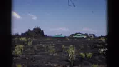 Yellowstone Wyoming USA (1958): Pair Of Turquoise Cars Parked On Hilltop On A