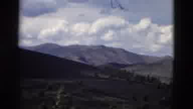 Yellowstone Wyoming USA (1958): Beautiful Mountain Landscaping Panning Down The