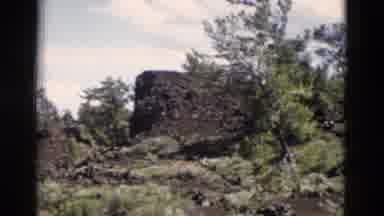 Yellowstone Wyoming USA (1958): A Rock Formation With A Lot Of Green Growth On It