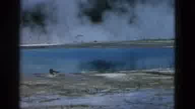 Yellowstone Wyoming USA (1958): Lake View With Smoke On Opposite Side Flowing