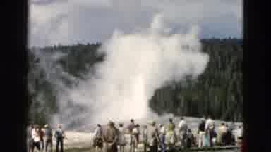 Yellowstone Wyoming USA (1958): A Couple Crowds Of People Hanging Around A Geyser