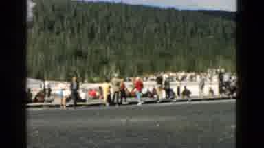 Yellowstone Wyoming USA (1958): People All Overlook The Smoke Coming Down The Hill
