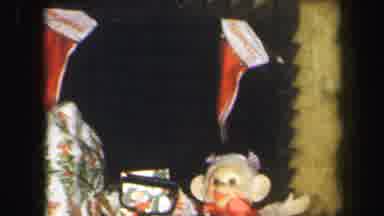 Lynbrook New York-1971: Pile of Christmas Gifts and Stockings with Sock Monkey