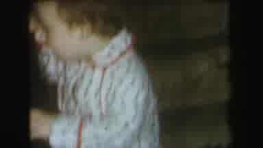 Lynbrook New York (1971): Two Small Children In Pajamas Running Downstairs On