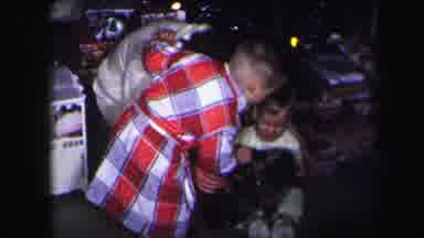 Lynbrook New York (1971): Christmas Time Kids And Parents Gathered Outside