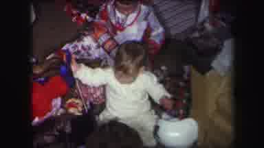 Lynbrook New York-1971: Young Toddler Opening Christmas Presents