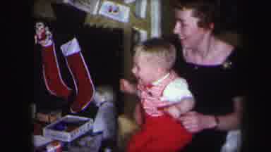 Lynbrook New York (1971): Cute Toddler Boy Dressed In Christmas Clothes Squirming