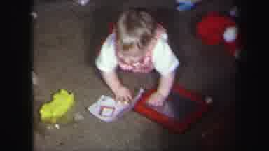 Lynbrook New York (1971): A Baby Learning To Carefully Crawl Around Presents At