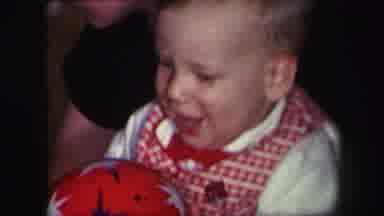 Lynbrook New York-1971: Young Child Playing With Red Ball