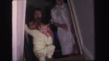 Lynbrook New York (1971): All Three Children Line Up From The Top Of The Stairs