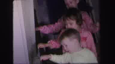 Lynbrook New York (1971): All Three Babies Are Holding Down The Stairs And Going