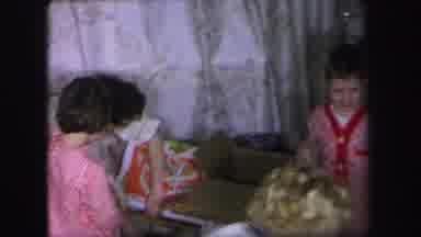 Lynbrook New York (1971): Three Children And A Woman Opening Presents