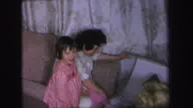 Lynbrook New York (1971): Four Children And An Adult Opening Presents On Christmas