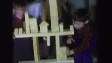 Lynbrook New York (1971): Children Building A Structure With Wooden Blocks In A
