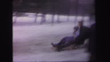 Lynbrook New York (1971): A Father And Daughter Sledding Down A Snow Mountain