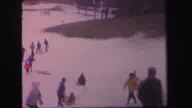 Lynbrook New York (1971): A Hill Of Wintery Snow And People Dressed In Coats