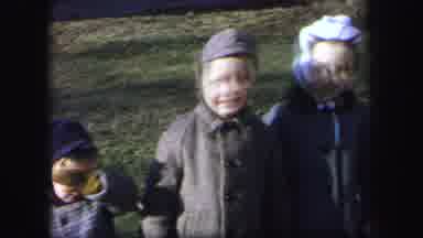 LYNBROOK NEW YORK-1971: Children In Winter Clothes Line Up And Smile For The Camera