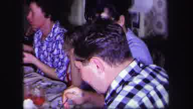 Lynbrook New York (1971): A Group Of Peoples Were Sitting And Eating The Food In