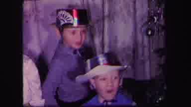 Lynbrook New York (1971): Three Young Kids Wearing Hats Standing Next To A