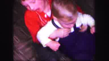 Lynbrook New York (1971): Two Boys One A Baby Or Toddler Rough House It On Faux